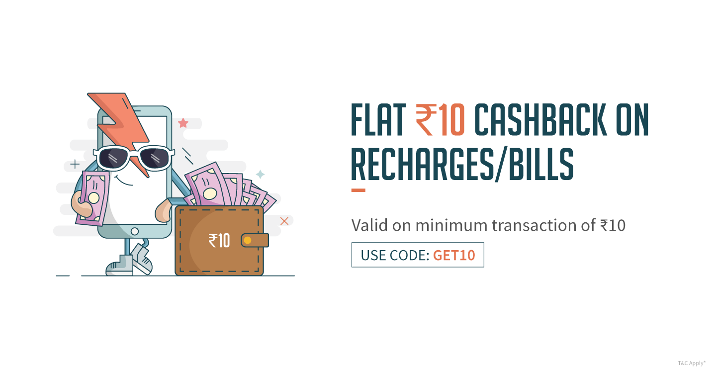 Flat Rs.10 Cashback on Min Recharge of Rs.10